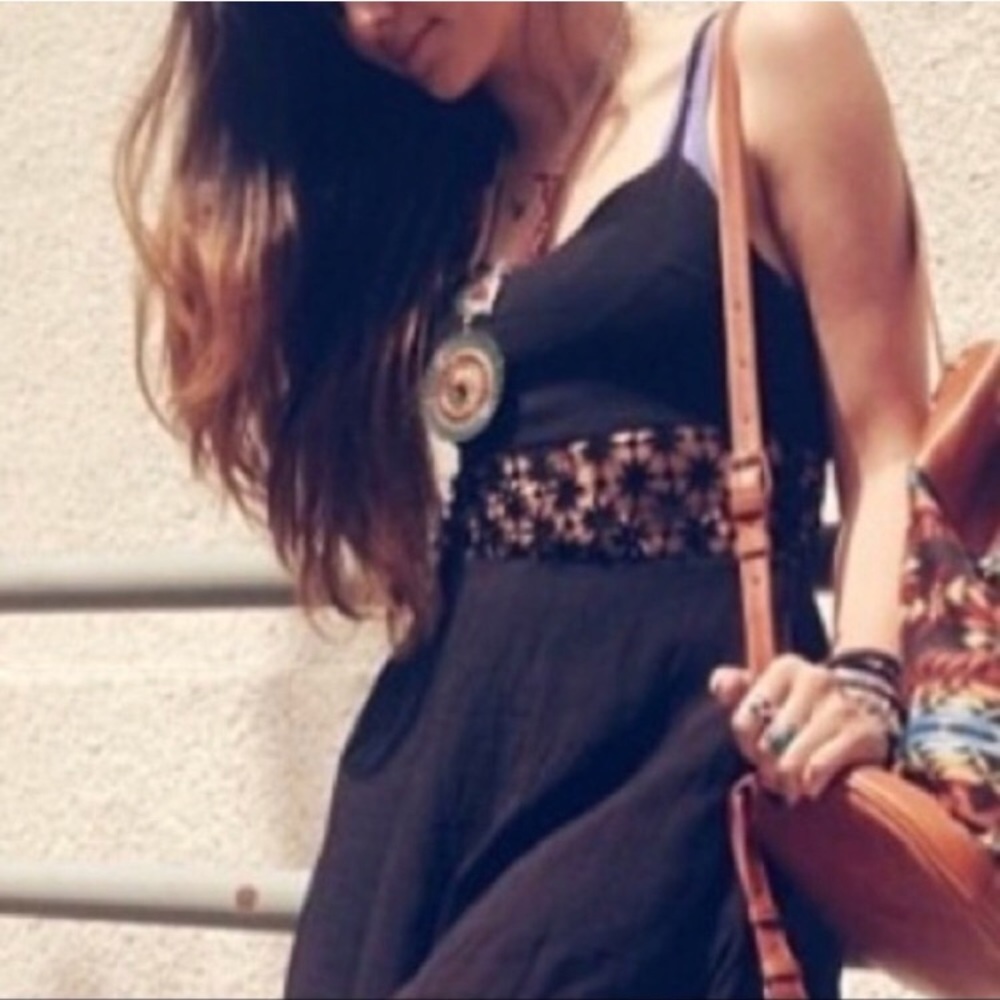 Floral cut-out crochet romper